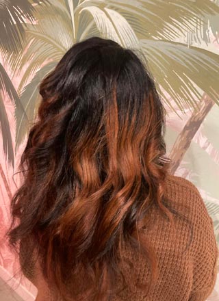 Cuivré ardent sur brunette - Salon L.Color